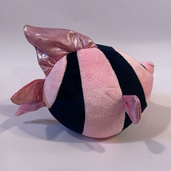 TY Beanie Ballz 2013 Gilly the Pink & Black Angelfish w Blue Eyes 7” long EUC - Picture 4 of 8